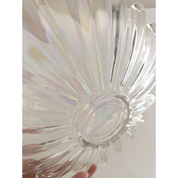 Iridescent Carnival Glass Decorative Plate With Scalloped Edges 10" Diameter - Picture 8 of 12